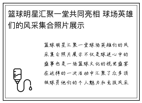 篮球明星汇聚一堂共同亮相 球场英雄们的风采集合照片展示